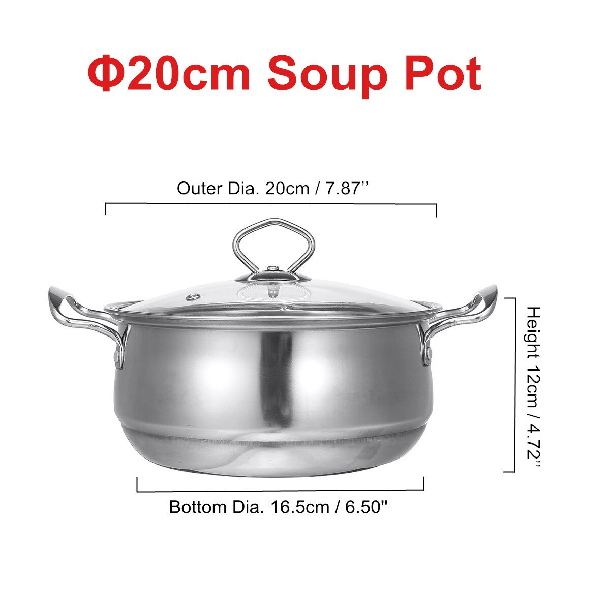 3PCS/Set Stainless Steel Soup Pot Cookware Set Saucepan Thickened Frying Pan Saucepan With Glass Lid Kitchen Tool