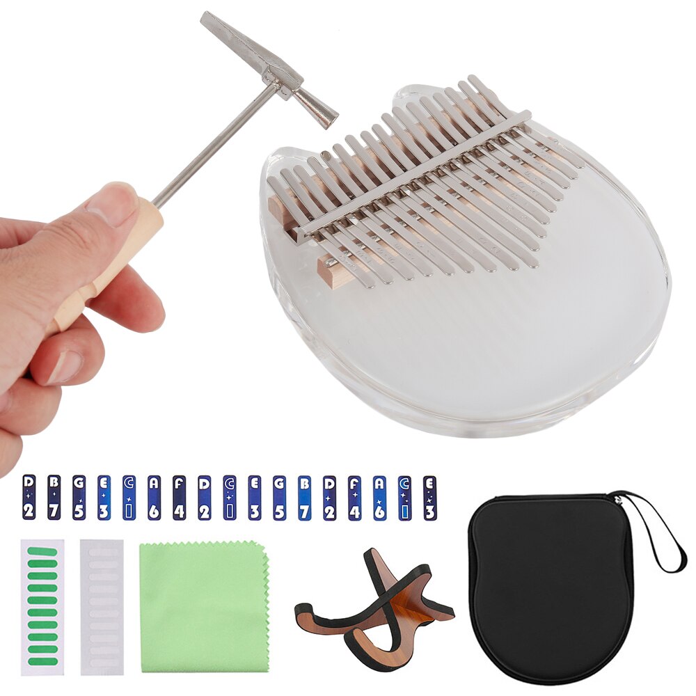 17 Keys Kalimba Thumb Piano Wood Mahogany and Transparent Body Musical Instrument with Learning Book Tune Hammer for Beginner: Mahogany Color