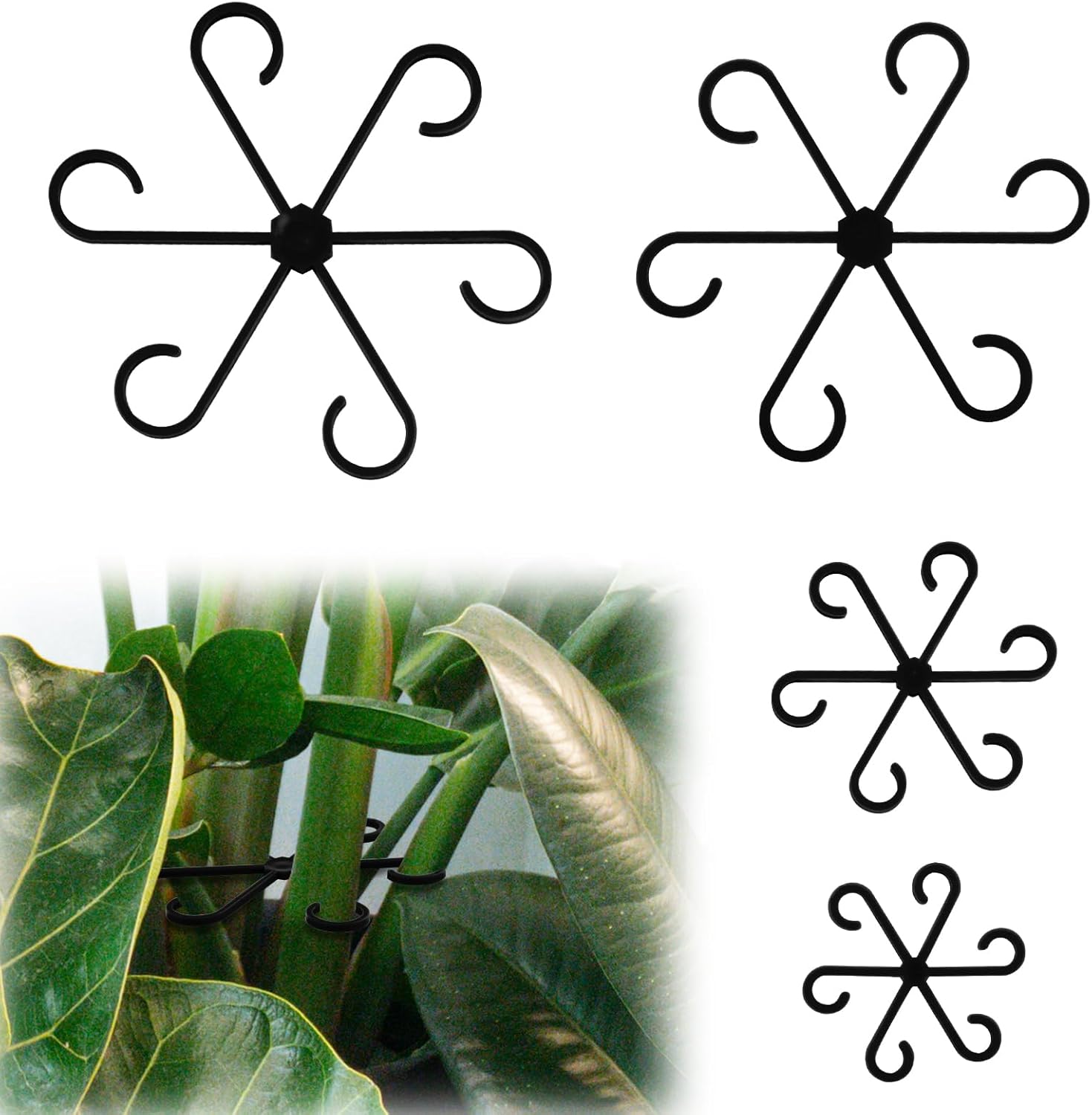 4/8PCS Flower Plant Stem Support Stakes Climbing Houseplant Stand Frame Plastic Garden No Stake Trellis Plant Holder Rack Hoops: 4XL / Beige