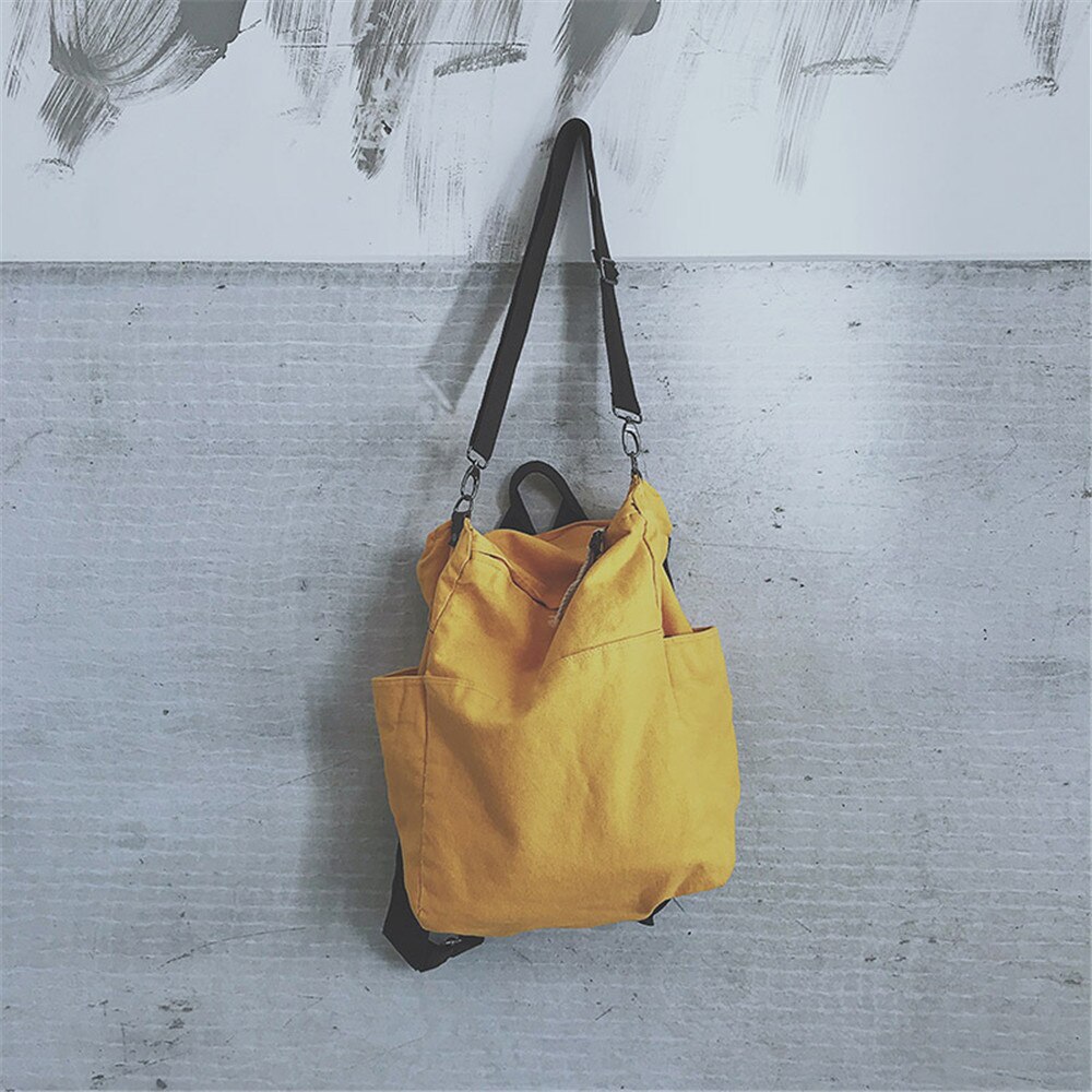 Mochila de viaje de gran capacidad de Color sólido, mochila de lona para ordenador portátil, mochila para mujer, mochila escolar para adolescentes, bolsa de hombro de viaje diario