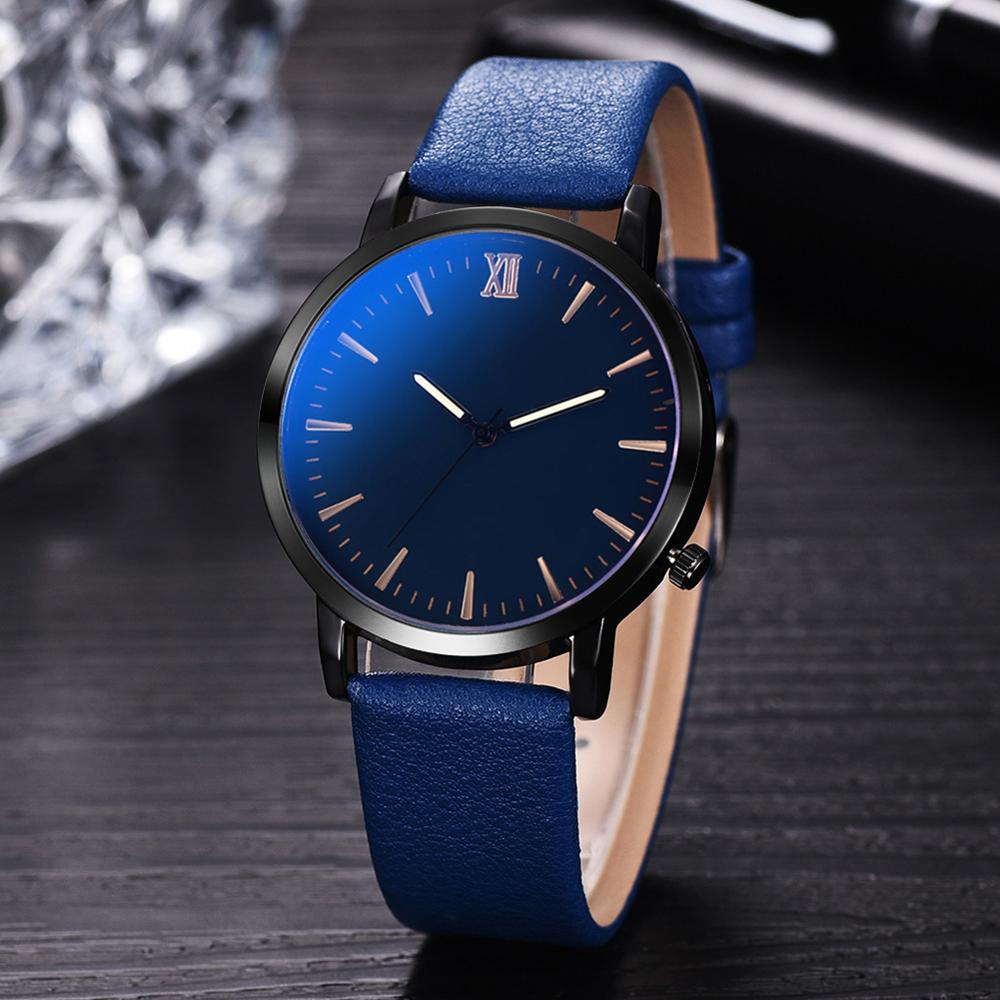 , reloj de negocios para hombres, pulsera de cuero PU, reloj de pulsera de cuarzo analógico a la , reloj Masculino