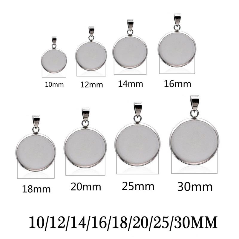 20pcs Stainless Steel Blanks Pendant Base Settings Cabochon Round 10/12/14/16/18/20/25/30mm Bezel Trays Jewelry Making Supplies: 30mm