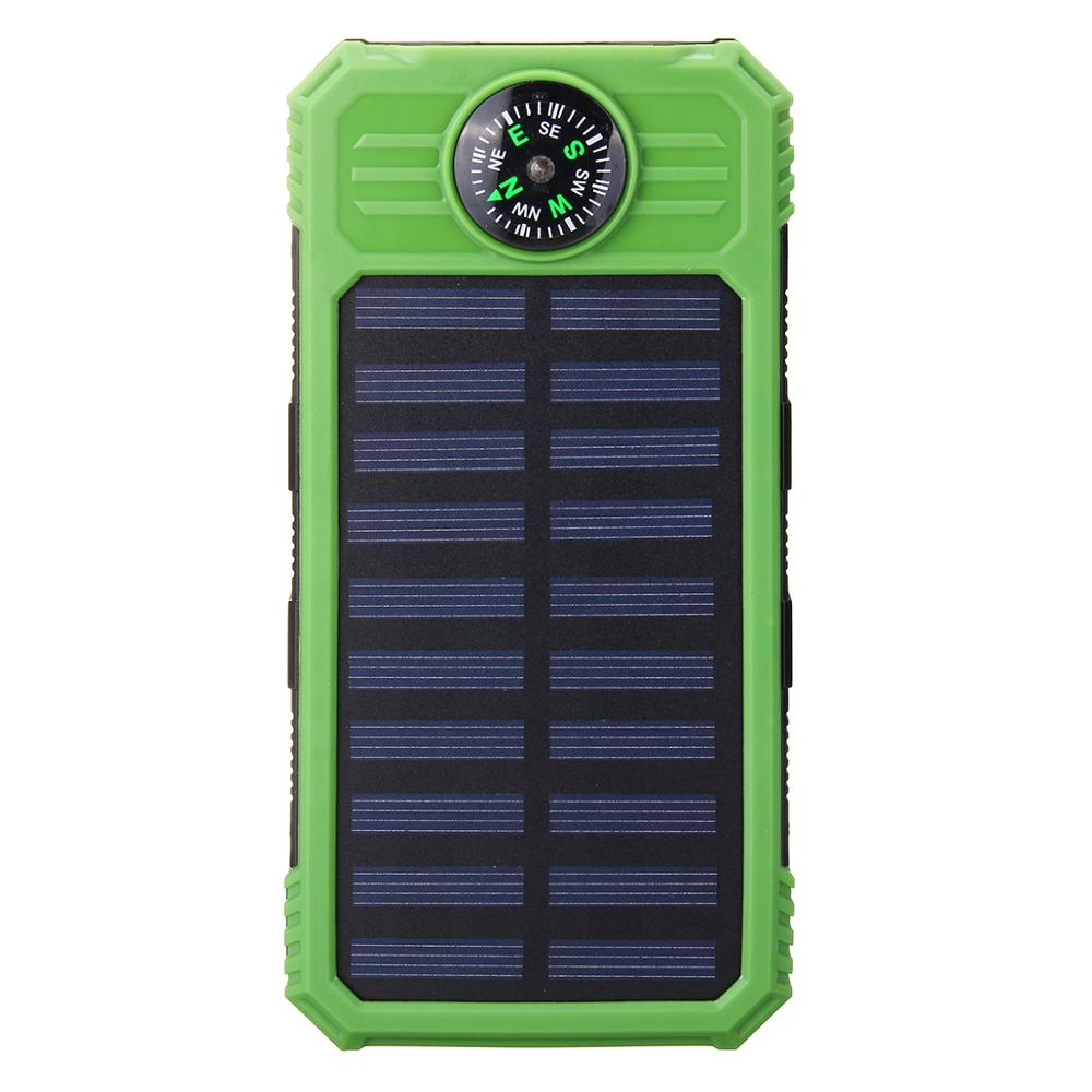 30000Mah Solar Power Bank Waterdicht Solar Charger Poorten Externe Lader Powerbank Voor Smartphone Met Led Licht Kompassen: green