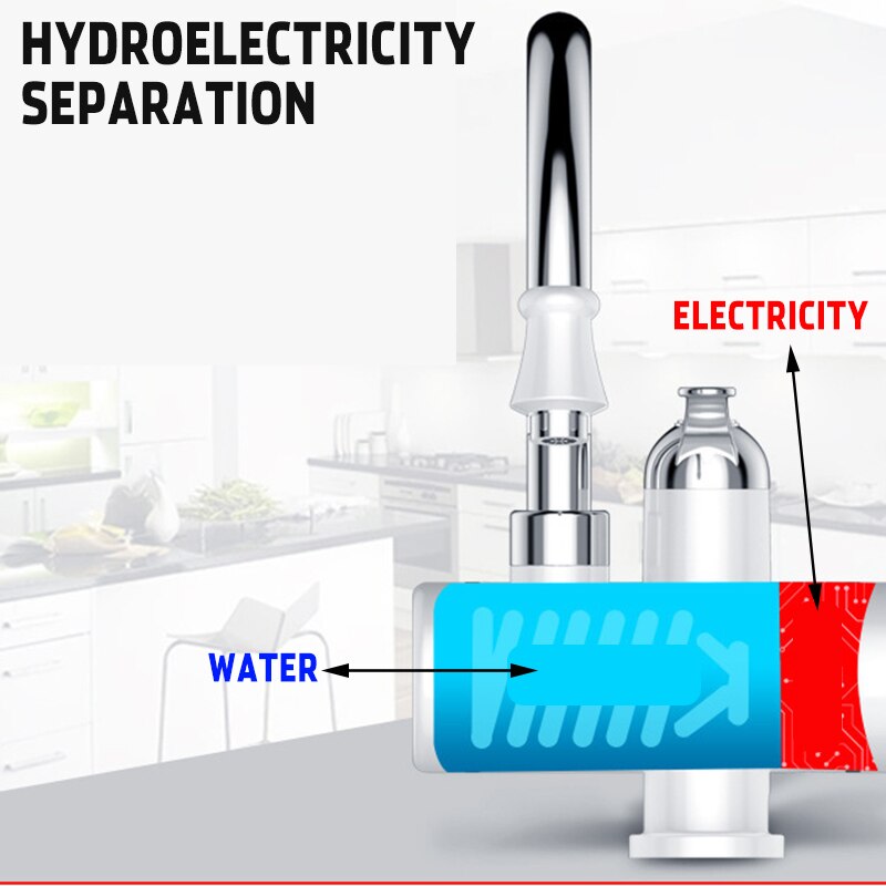 Instant Tankless Electric Faucet Tap Water Heater Kitchen Electric Water Heater with Temperature Display Leakage Protector