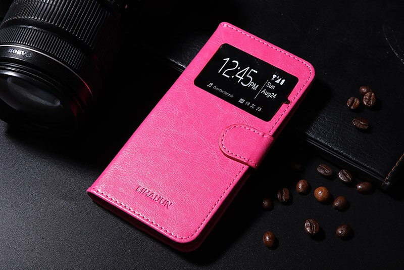 View Window Phone Case Cover For philips xenium v387 Flip leather cases for Philips S257 S326 S318 S327 S318 Xenium S386 Cases: For philips S327 / Rose red window