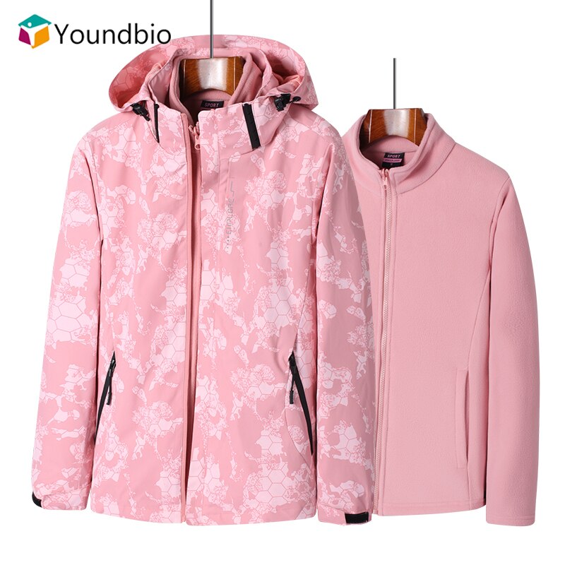 3 in 1 Frauen Winter Jacke Druck Wasserdichte Windjacke draussen Regen Mit Kapuze Vlies Ski Jacke Damen Snowboard Warme Schnee Mantel
