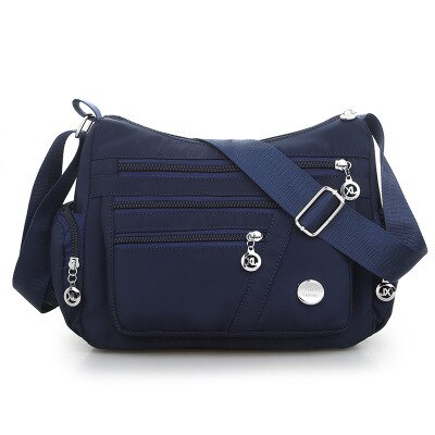 Women Shoulder Messenger Bag Casual Waterproof Nylon Zipper Pocket Handbag Large Capacity Travel Female Crossbody Bags: Blue