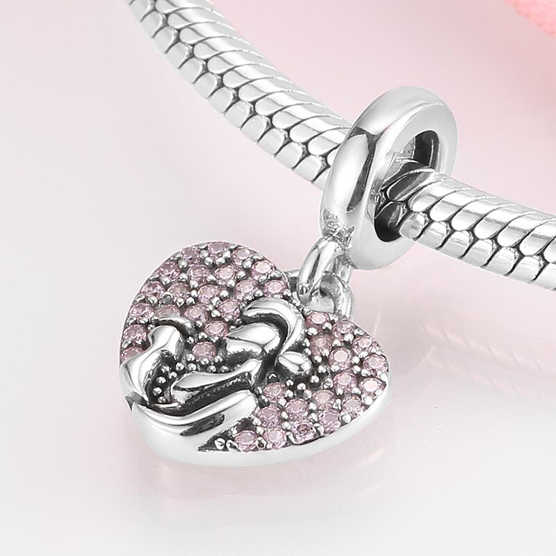 Give birth to life Pregnant mother 925 Sterling Silver Charm Pink CZ Beads Jewelry Making Fit Original European Charms Bracelets: PD0180