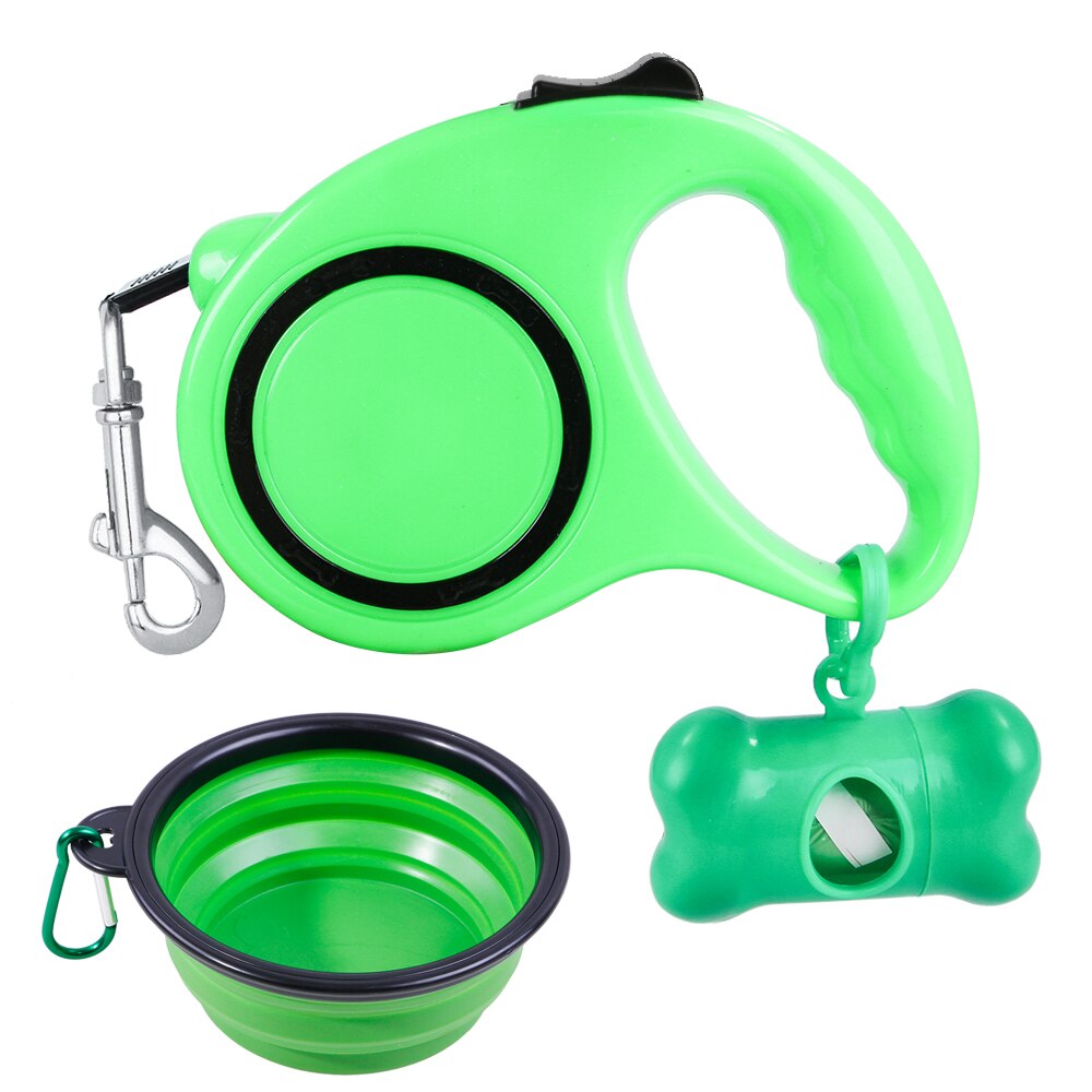 5M Retractable Dog Leash with Dog Waste Bag Dispenser &amp; Bags Dog Bowl Heavy Duty Walking Leash For Dogs Pet Puppy Leash Kit