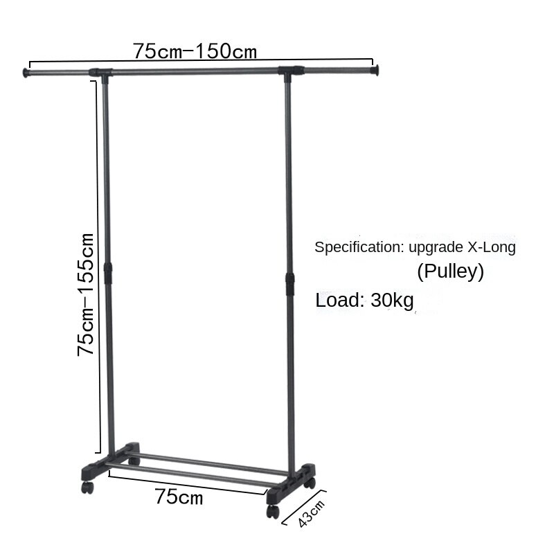 Simple Floor Retractable Clothes Rack Home Balcony Clothing Rod Stainless Steel Bedroom Sun Hanging Clothes Drying Rack: D Pulley