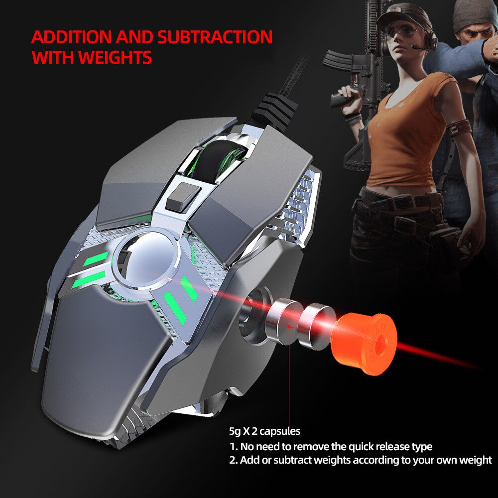 UTHAI DB27 The 7-key programming mechanical gaming mouse colorful lights eat chicken pressure gun wired mouse