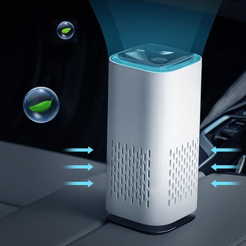Car Air Purifier USB Charging Sterilization Air Cleaner Formaldehyde Removal Device White