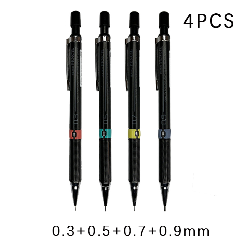 Lápiz mecánico con juego de cables, lápices automáticos para estudiantes con de borrador, suministros de escritura y pintura escolar, 0,3/0,5/0,7/0,9mm: Azul marino