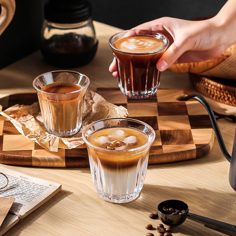 JINYOUJIA-taza de vidrio templado para Espresso, recipiente transparente hecho a mano, resistente al calor, para bebidas de té, café, Espresso