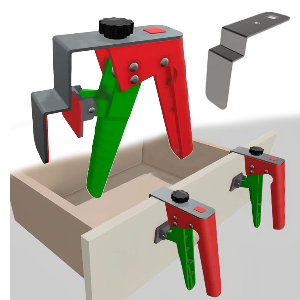 Abrazadera de fijación de cajón ajustable, Clip desmontable, abrazadera de instalación de gabinete, tipo prensa, plantilla, herramientas de carpintería para cajón frontal