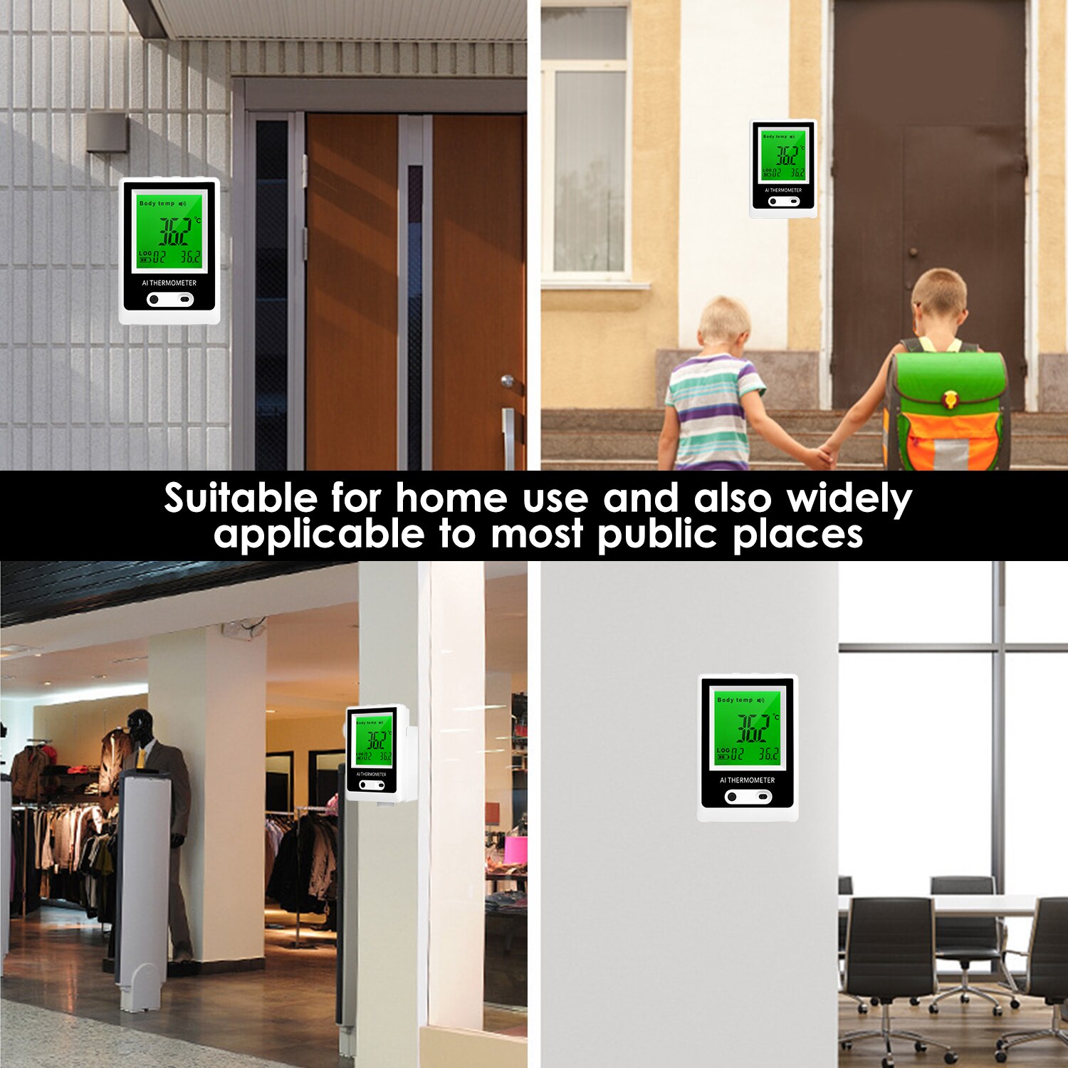 Non-Contact Infrared Thermometer Automatic Intelligent Thermometer Wall Mounted Thermodetector AI Alarm Thermometer ℃/℉