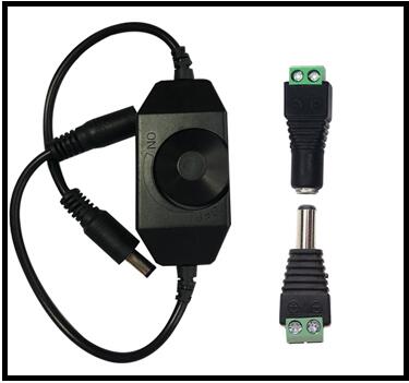 DC 12V-24V 6A LED Strip Dimmer Switch PWM Dimmer Controller DC Jack Adapter Connector LED Connector LED Controller for RGB: Black connector