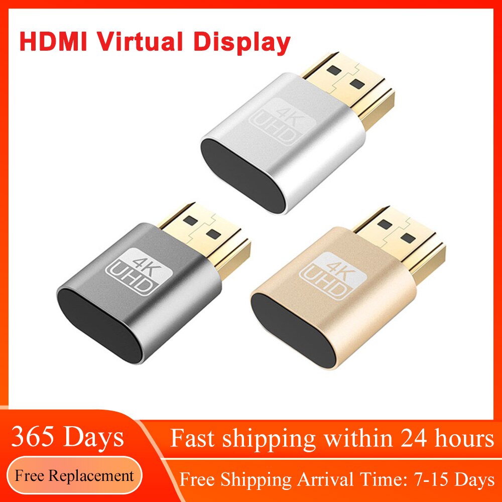 VGA HD-compatible Virtual Display Adapter 4K DDC EDID Display Cheat Virtual Plug Dummy Emulator Adapter Video card Lock plate