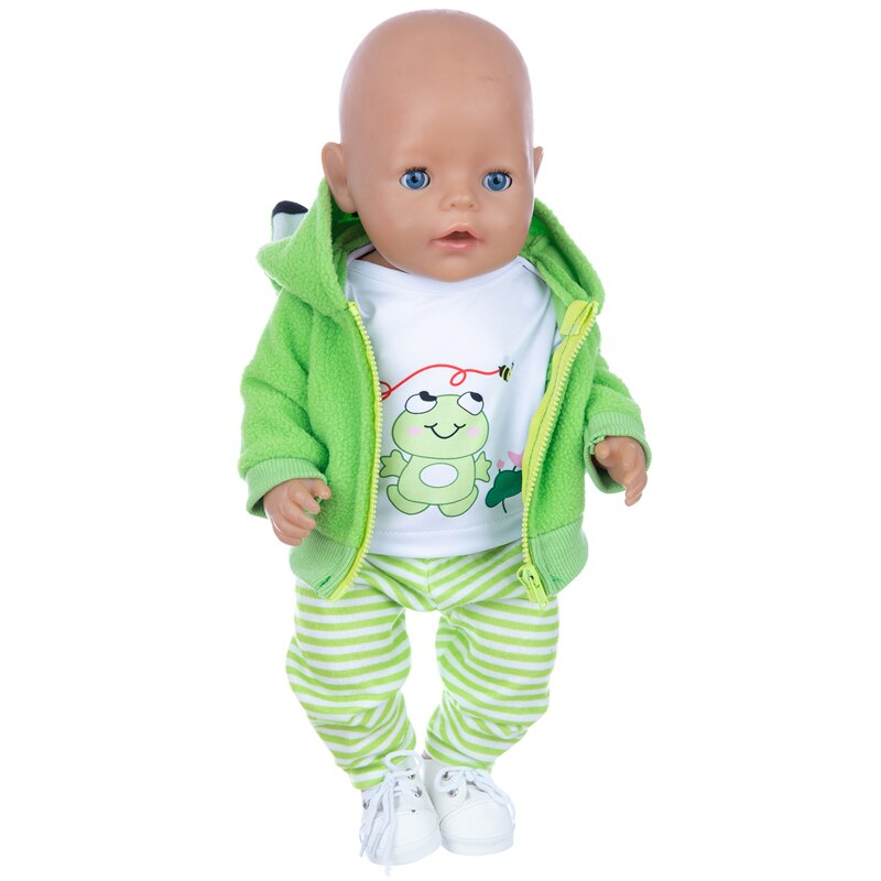 Traje verde cálido para muñeca, ropa para muñeca de 17 pulgadas y 43cm, traje para bebé nacido, de cumpleaños