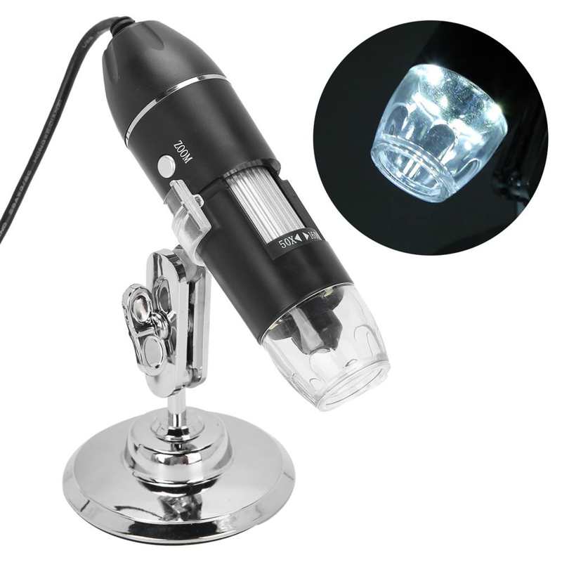 8LED Microscope 1600X USB Digital Microscope Adjustable 8LED Portable Electronic Microscope with Stand USB Digital Microscope