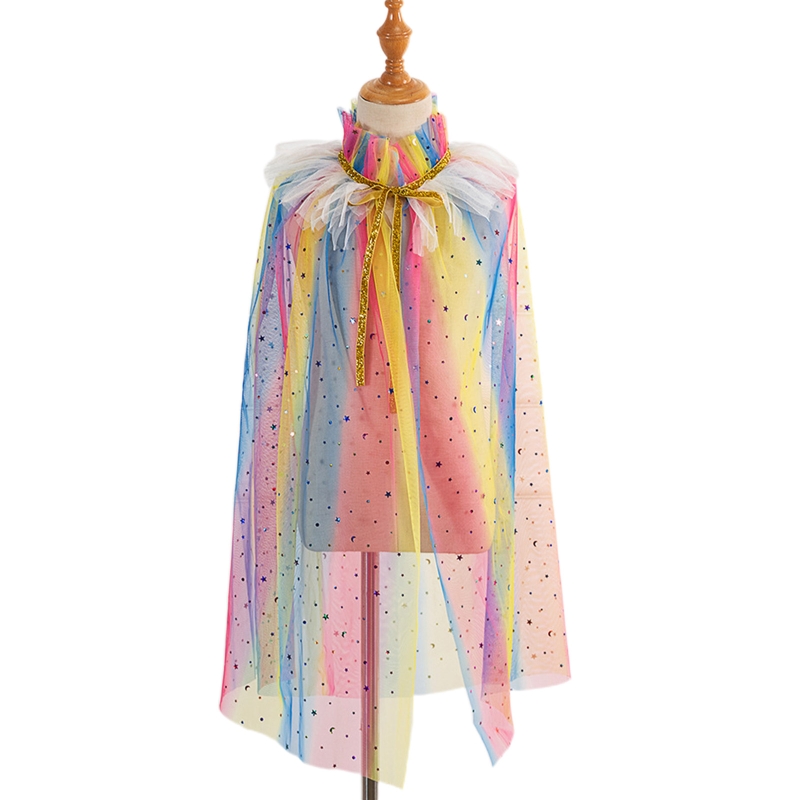 Prinzessin Umhang Bunte Prinzessin Mantel Prinzessin Phantasie Kleid Kostüm Party Cosplay Zubehör für Kleine Mädchen: D