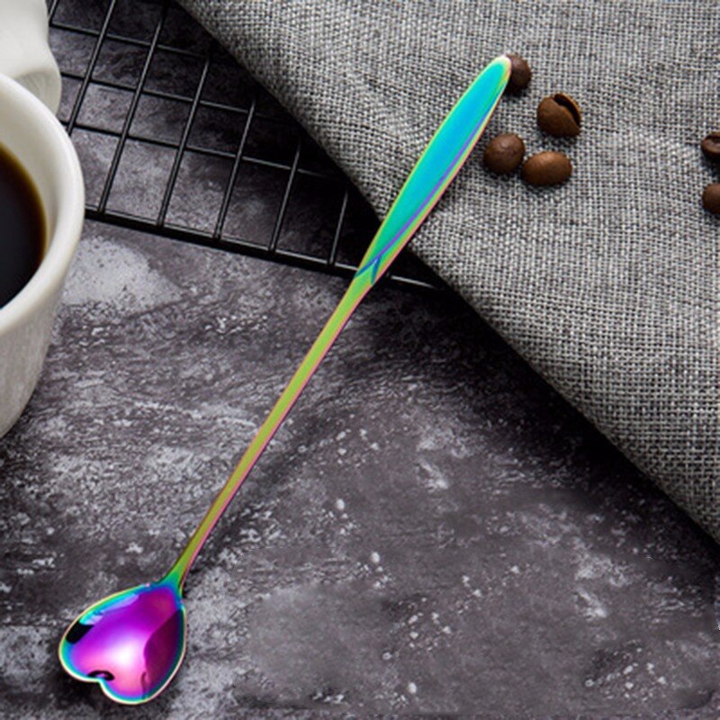 16 Types Stainless Steel Spoon With Long Handle Ice Spoon Coffee Spoon Flowers Heart Shape Dessert Spoon Kitchen Gadget: 5