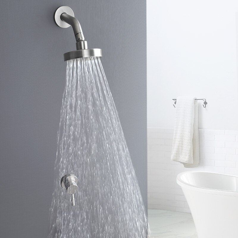 Stainless Steel Concealed Shower Faucets Set Brushed Nickel Rainfall Shower Head Single Handle Mixer Tap Bathroom Shower Mixer