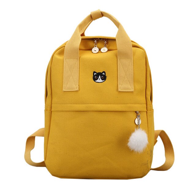 Novo bonito lona mochila moda feminina mochila para a escola adolescentes meninas grande capacidade amarelo saco de viagem feminino bookbag: yellow