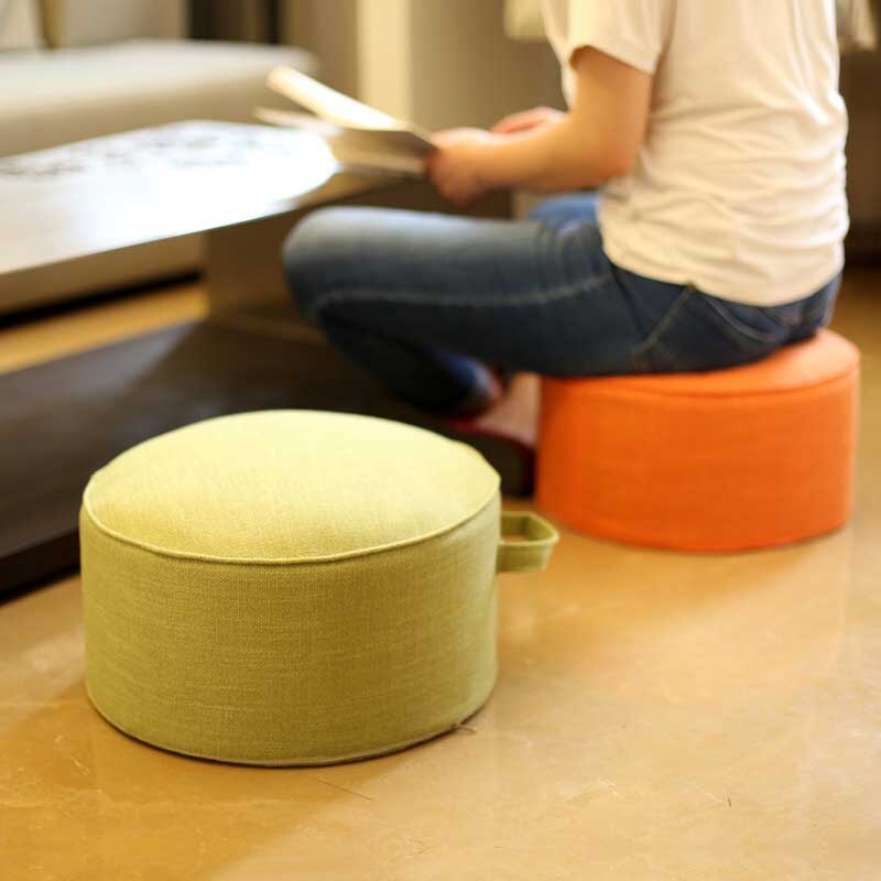 Coussin de siège rond Tatami lavable , épais, Futon, pour Table à thé, balcon, salon, baie vitrée