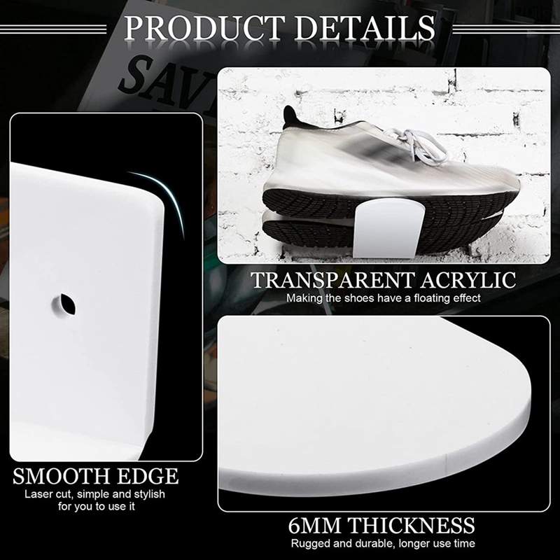 6 Pack Floating Shoe Shelves,Acrylic Wall Mounted Shoe Display Shelves,for Display Collectible Shoe&amp;Sneaker