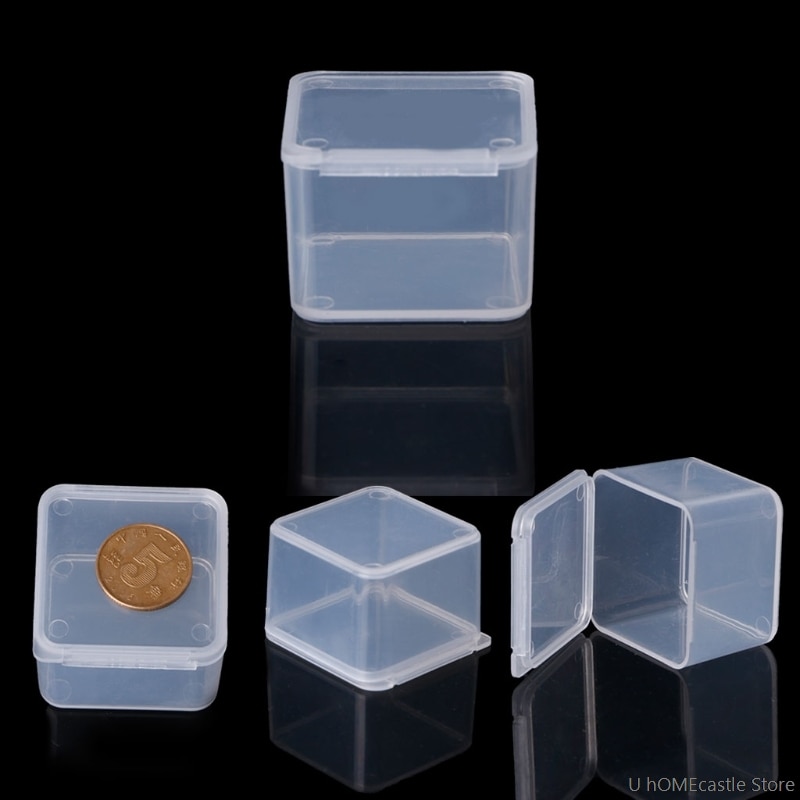 Små firkantede plastik smykker opbevaringsbokse perler håndværk sag containere