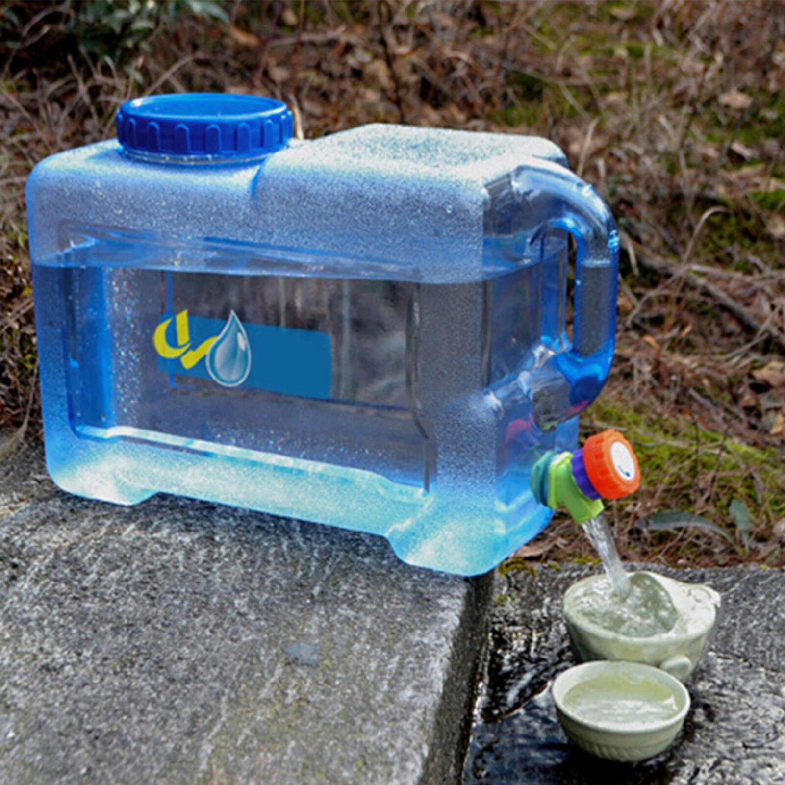 Portable Water Tank Container 12L Car Driving PC Thickened Water Bucket Container with Faucet for Camping Hiking