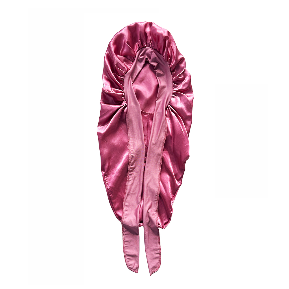 Lange Motorkap + Elastische Satijnen Haarband Set Lange Zijdeachtige Motorkap Om Te Slapen Met Brede Elastische Band Headwrap: Paars