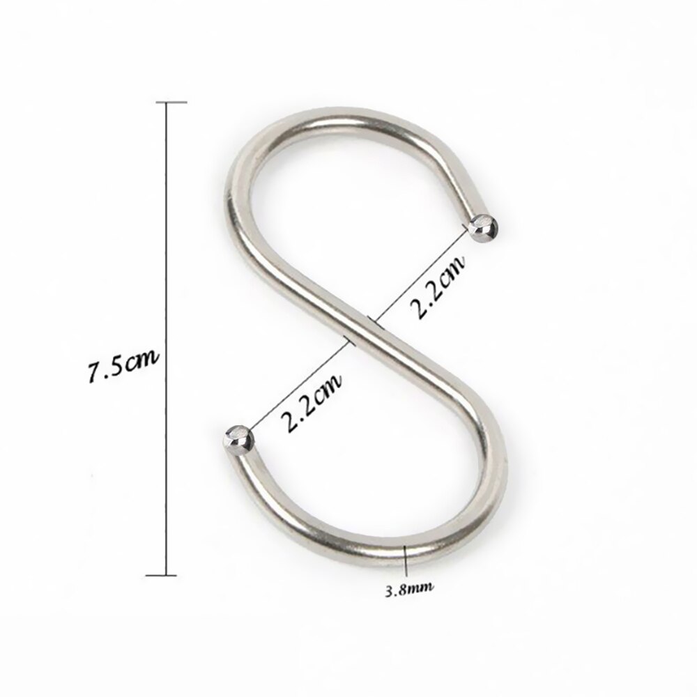 5 uds en forma de S ganchos de acero inoxidable de alambre de hierro de cierre por herramienta colgadores de utensilios perchero para la puerta de cocina de la casa: S