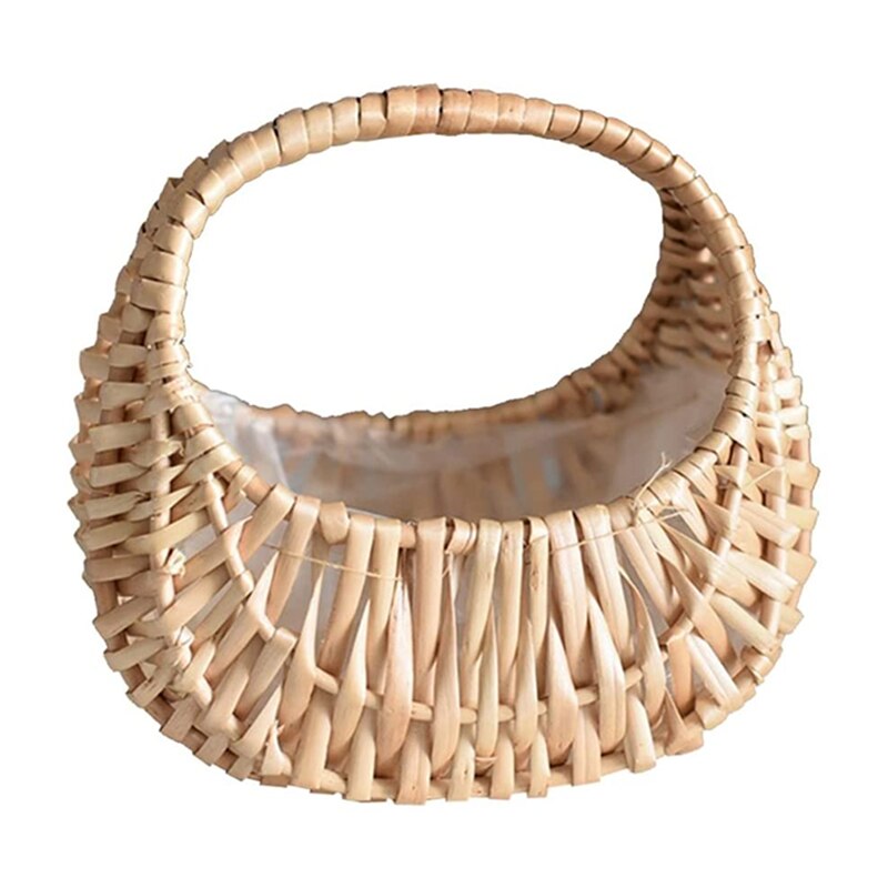 Pure Hand-Geweven Rieten Bloemenmand Mode Creatieve Rotan Bamboe Mand Paar Bloemenmand Opslag Mand: Moon basket