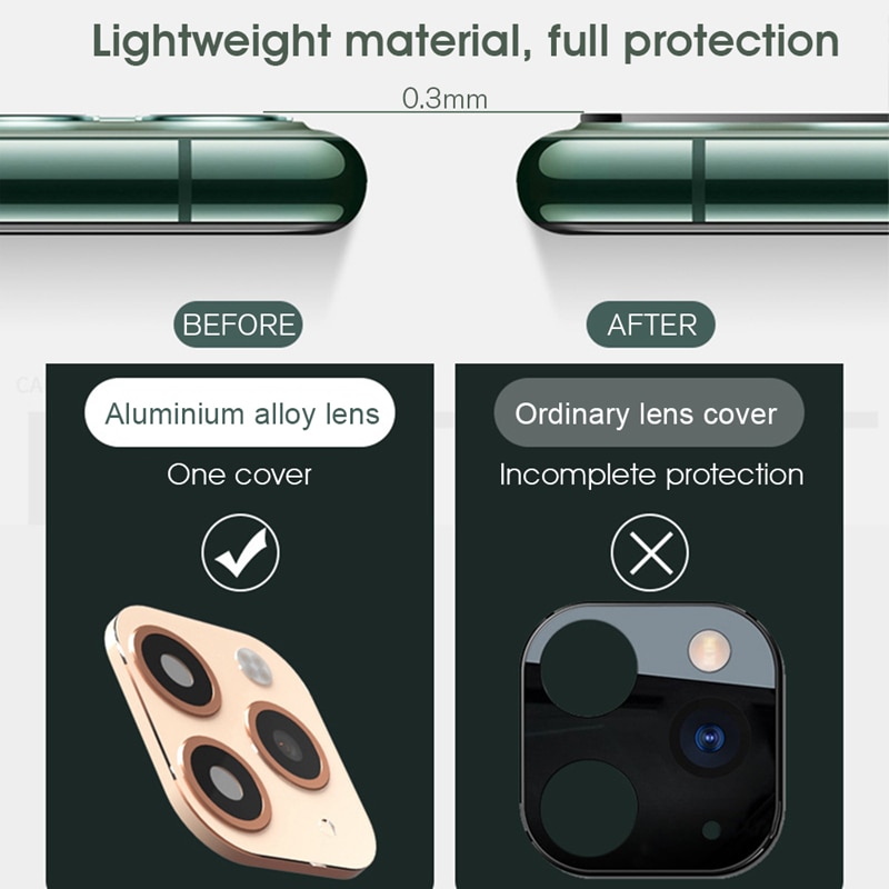 Para iPhone X XS Max XR XS Seconds cambio para iPhone 11 Pro Max pegatina de lente de cámara Protector de pantalla cambio para iPhone 11