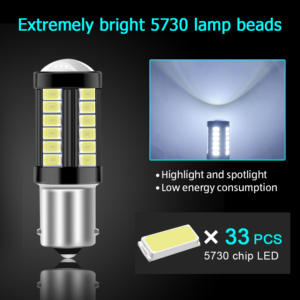 Bombilla LED para intermitente de coche, accesorio P21W 1156 BA15S BAU15S PY21W 1157 BAY15D P21/5W 21/5W T20 7443 T25 3157, 1800LM, 2 uds.