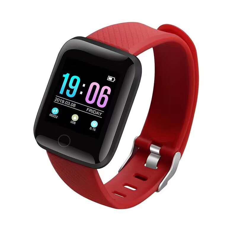 D13 smart ur armbånd puls tracker skridttællere blodtryk vandtæt 116 plus wirstband til ios androd pk iwo 8: Rød