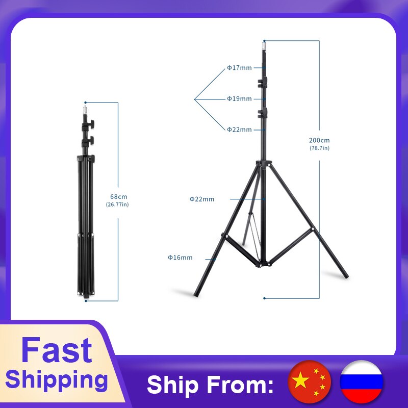 2M Light Stand Statief Met 1/4 Schroef Head Voor Photo Studio Softbox Video Flash Paraplu Reflector Verlichting