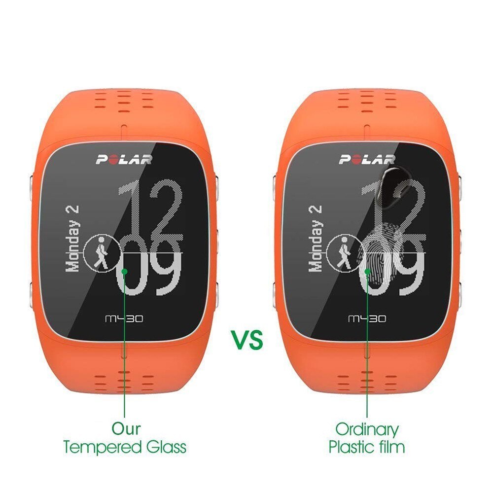 2 pakke for polar  m430 m400 0.3mm 2.5d 9h klart herdet glass skjermbeskytter gps smart sportsklokke eksplosjonssikker lcd film