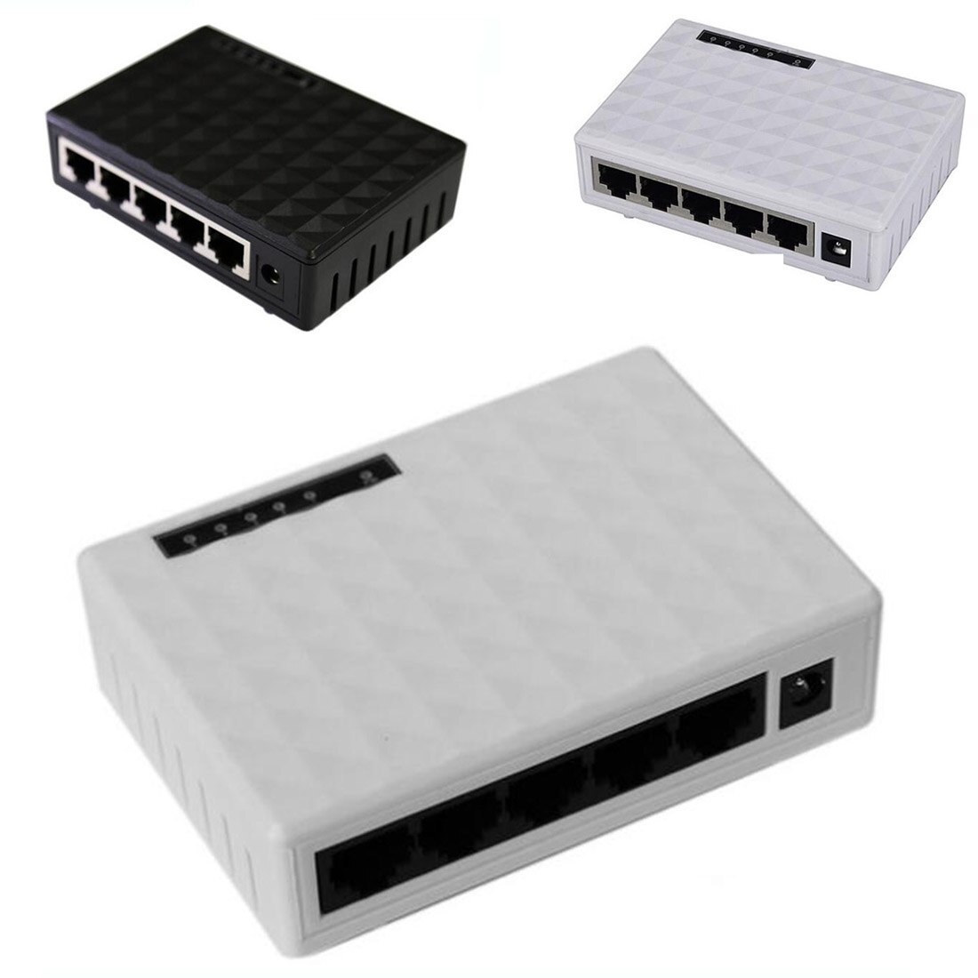 NOYOKERE Mini 5 Hafen 10/100Mbps Basis Gigabit Schalter Hub RJ45 LAN Ethernet Schnelle Schreibtisch Netzwerk schalter Schwarz/Weiß