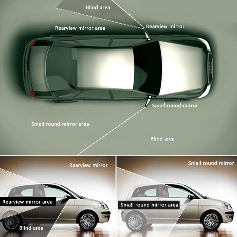Miroir d&#39;angle mort de voiture étanche, miroir latéral convexe, rotatif, sans cadre, , pour voiture, camion, moto,