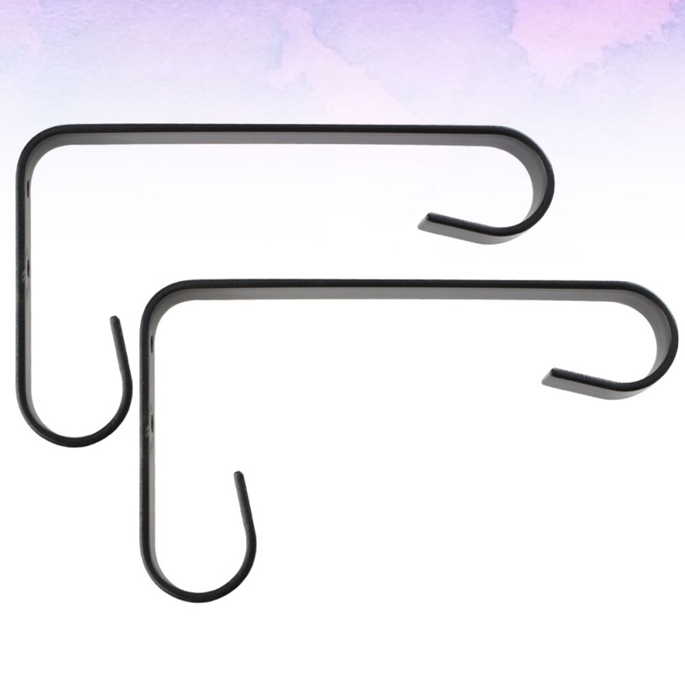 2pcs Iron Potted Hooks 90 Degree Double Hooks Wall Mounted Screw Install Hook Rack Bird Cage Holder Flower Basket Hanger Bonsai