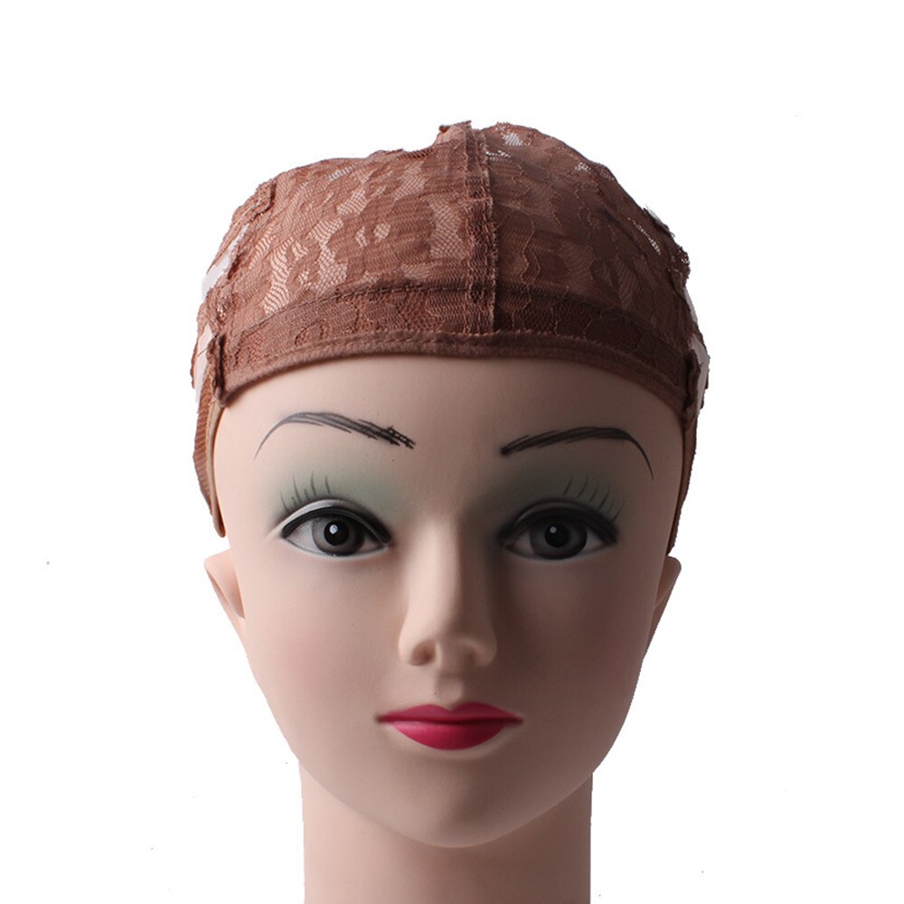 10 PCS/Lot Light Brown Wig Hair Caps For Making Wigs Adjustable Hair Mesh Nets Weave Breathable Weaving Net Cap