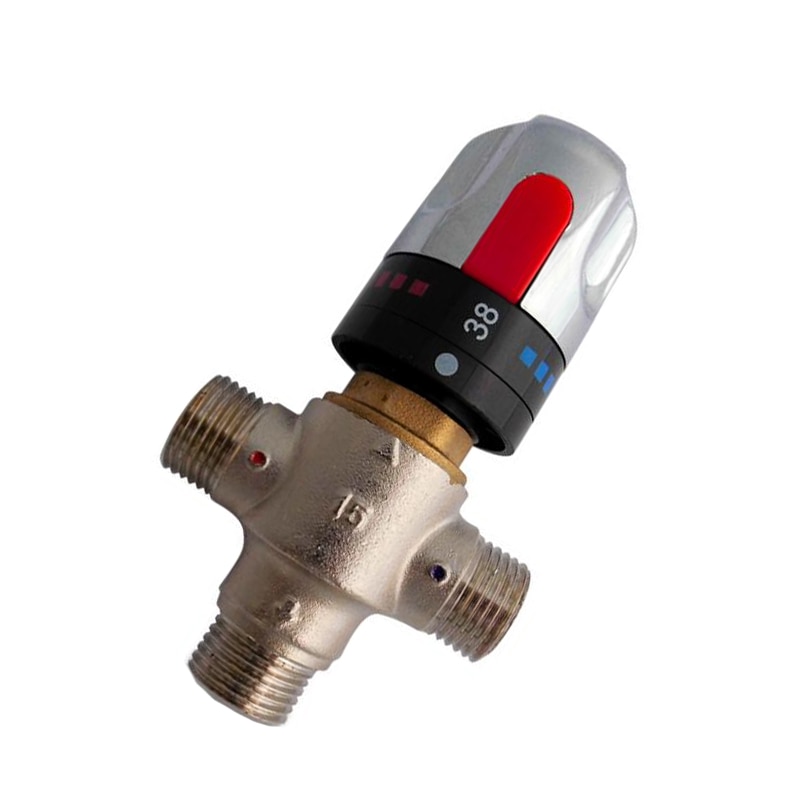 15mm Brass Thermostatic Mixing Valve Copper Anti-scaling solar bath thermostatic mixing valve with Child lock