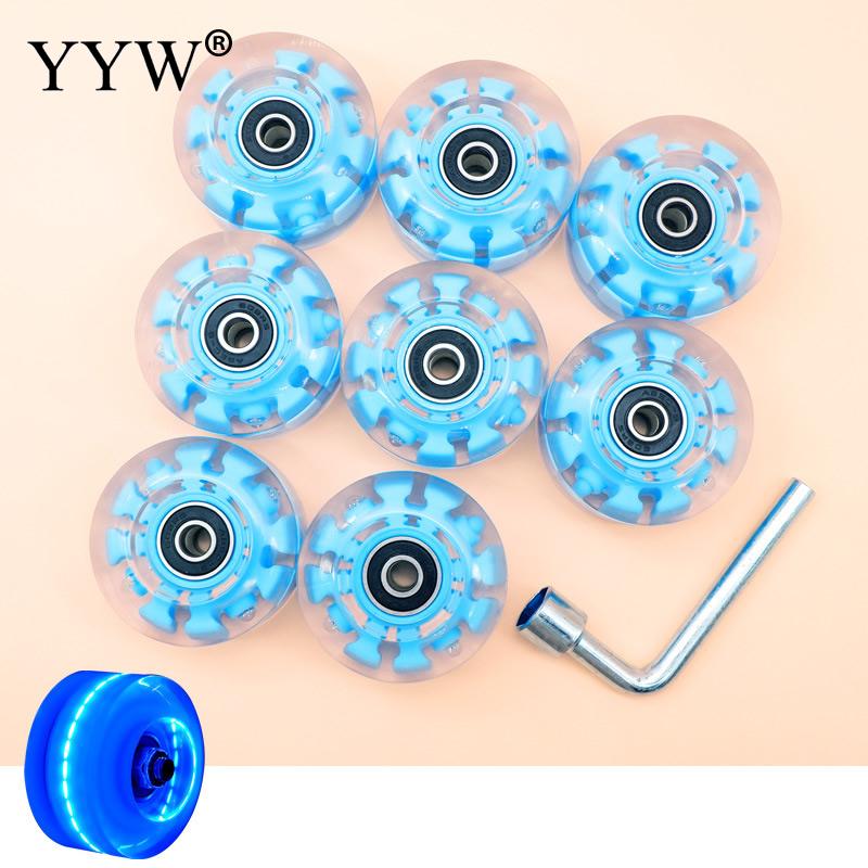 4pcs/Lot Flash Wheels PU Rubber Skate Wheels Luminated 82A Roller Skates With Ball Bearings Quad Double 2 Row Line Accessories