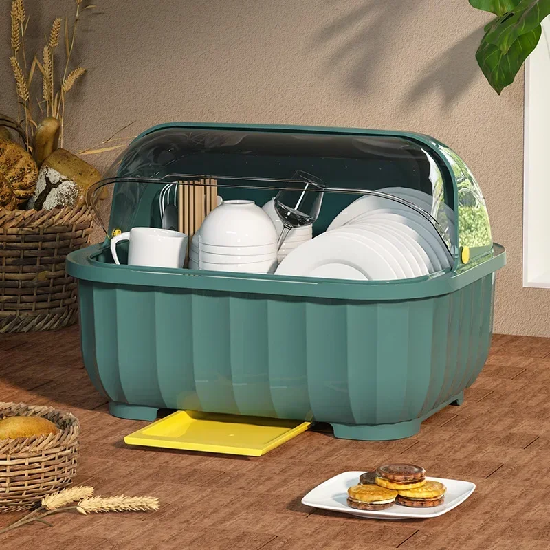 Vaccage de la vaisselle avec couverture pliante, ustensiles de cuisine, ininer de proximité T1, tableau Chi, gamme de rangement de cuisine T1, dessus de seau, vaisselle: jaune clair