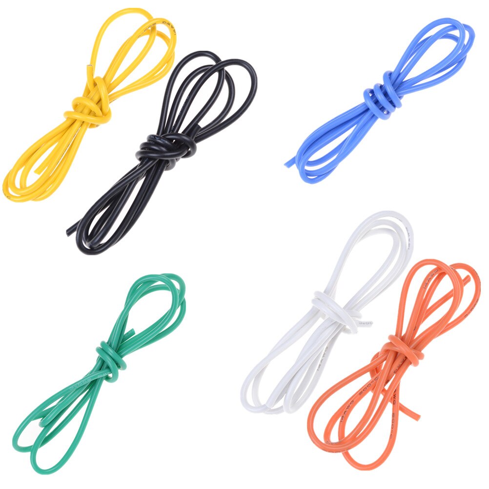 1M Gauge 14 AWG Silicone Rubber Wire Cable Flexible 7 Colors