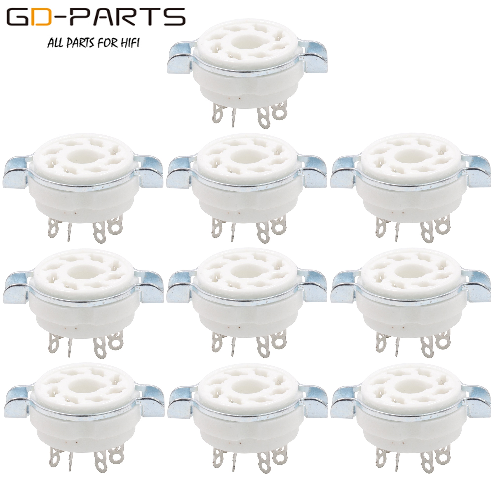 10PCS Chassis Vacuum Tube Sockets Mount 8pin Octal Ceramic Valve Tube Base For KT88,KT66,EL34,5AR4,6L6,6CA7,6SL7,6SN7,GZ34