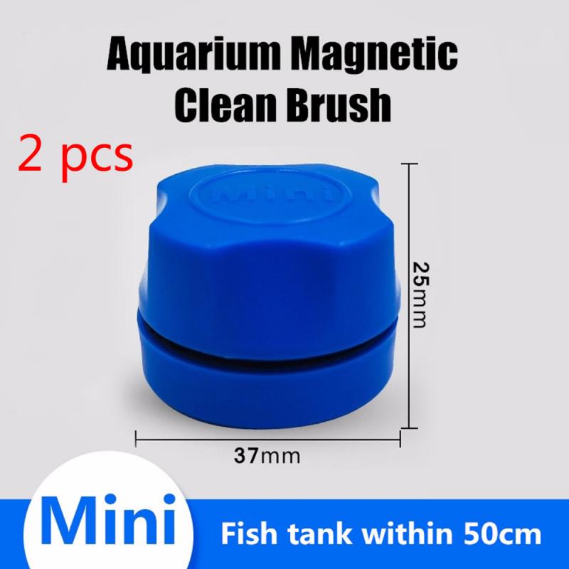 Mini Aquarium Fish Tank Magnetic Clean Floating Glass Brush Algae Scraper Curve Glass Cleaner Window Magnet Cleaning Tool: 2 blue